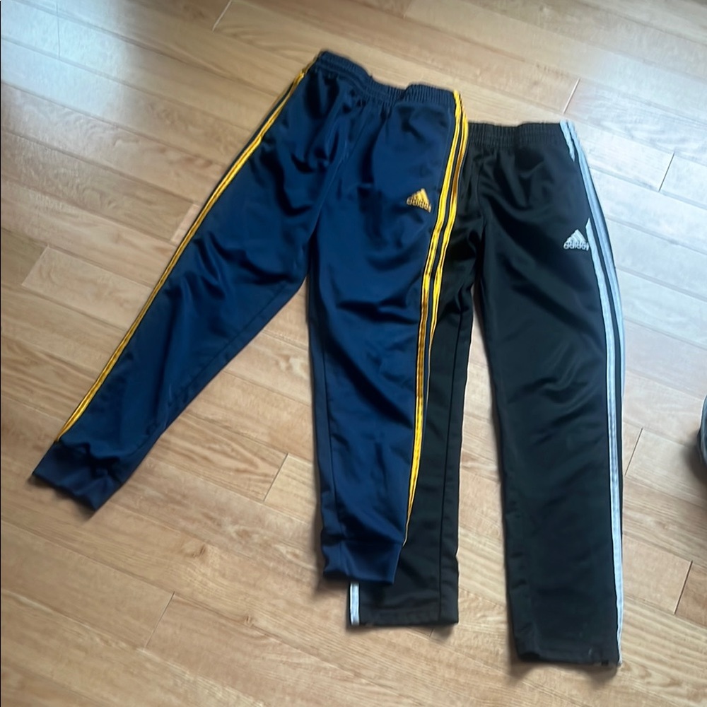 Adidas Blue and Black Jogger Sweatpants with Signature Stripes